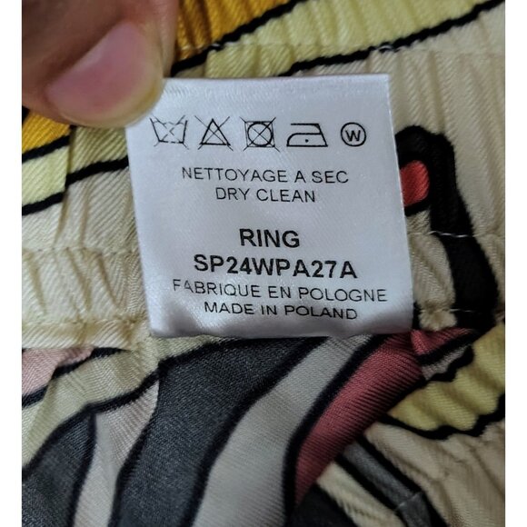 NWOT La Prestic Ouiston 100% Silk Paisely Print Pants Sz 0/S Beige/Pink Boho - Picture 8 of 9